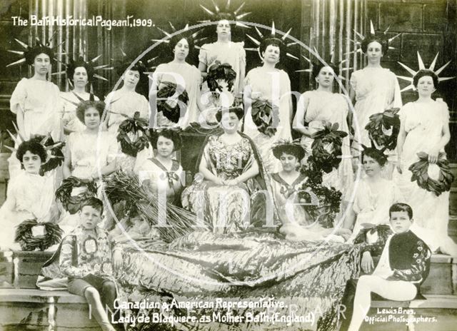 The Bath Historical Pageant. Canadian & American Representative. Lady de Blaquiere as Mother Bath (England) 1909