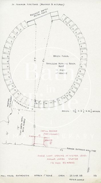 Plan of oven, Mill House, Batheaston 1968