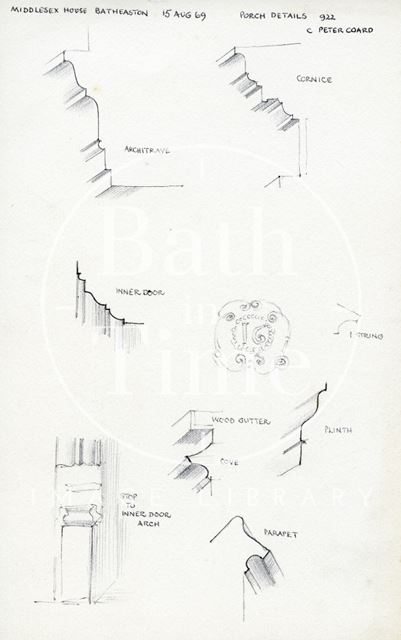 Porch details, Middlesex House, Batheaston 1969