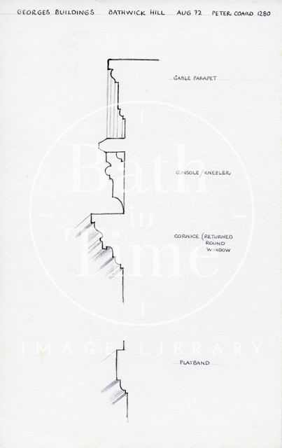 Architectural details, George's House, Bathwick Hill, Bath 1972