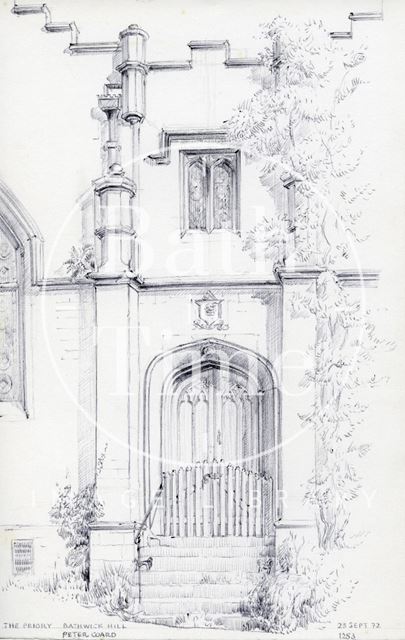 Entrance, the Priory, Bathwick Hill, Bath 1972