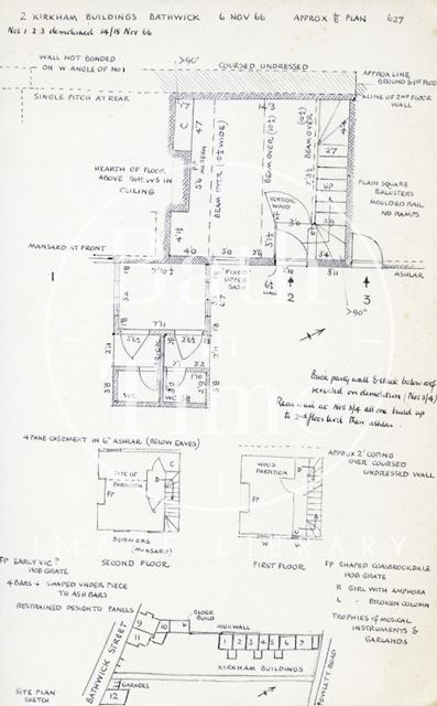 Floor plans, 2, Kirkham Buildings, Bathwick Street, Bath 1966