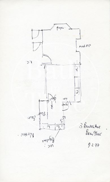 Floor plan, 3, Bruton Avenue, Bath 1977