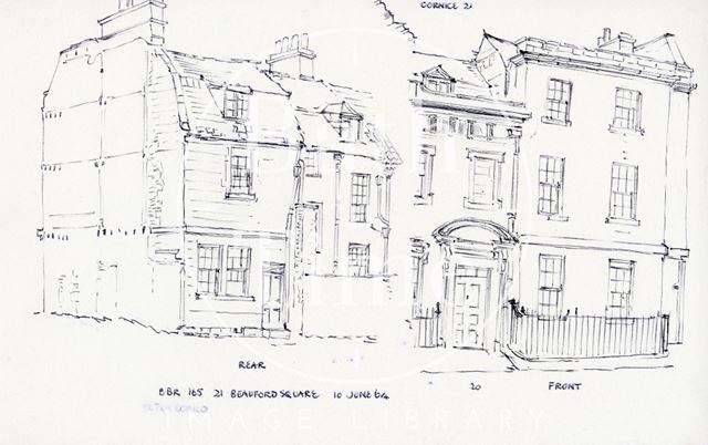 Front and rear of 21, Beauford Square, Bath 1964