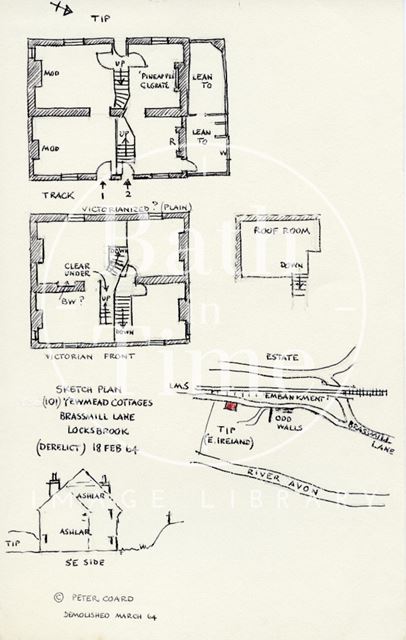 Yewmead Cottages, off Brassmill Lane, Bath Locksbrook, Bath 1964