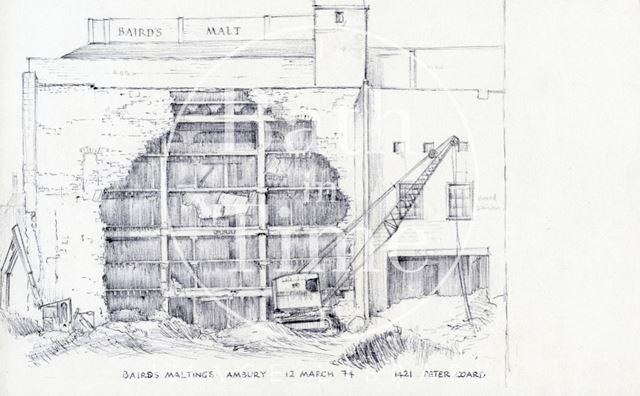 Baird's Maltings, viewed from Ambury, Bath 1974