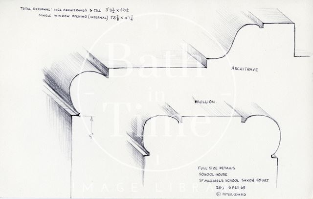 Detail of school House, St. Michael's School, Saxon Court, Broad Street, Bath 1965