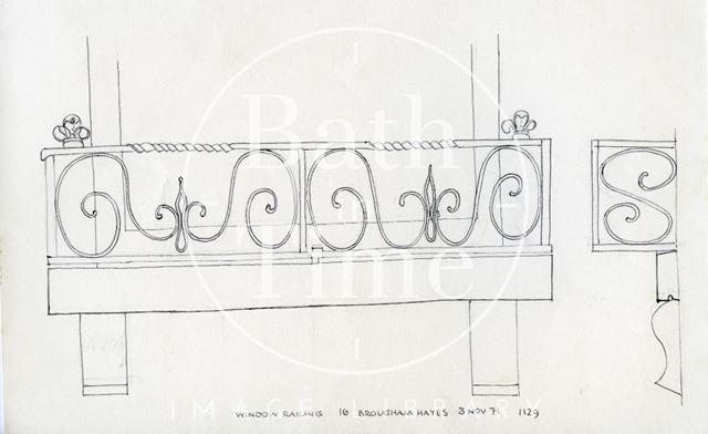 Window railings, 16, Brougham Hayes, East Twerton, Bath 1971