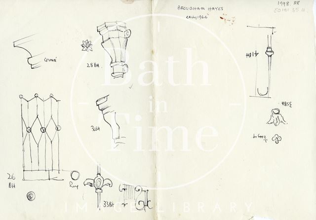 Various details, 26, 28, 30, 33, 35 & 41, Brougham Hayes, (previously 8, 10, 12, 15, 17 & 23, Twerton Hayes Buildings), East Twerton, Bath 1964