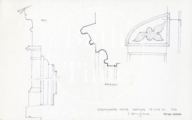 Profiles and detail of door, Coromandel House, Camden Row, Bath 1972