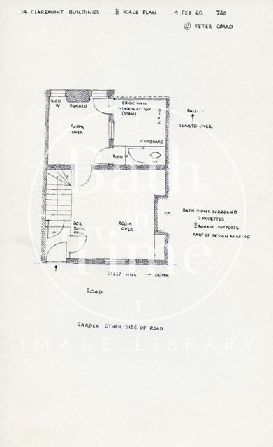 Floor plan, 14, Claremont Buildings, Bath 1968