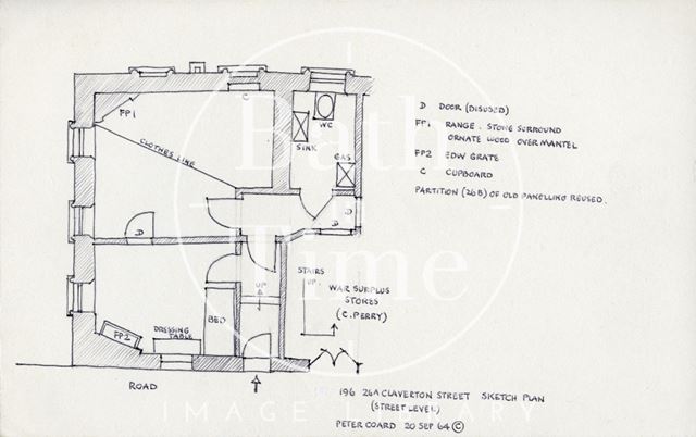 Floor plan, 26a, Claverton Street, Bath 1964