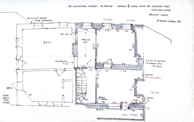 Ground floor plan, Cold Bath House, 26b & 26c, Claverton Street, Bath 1964