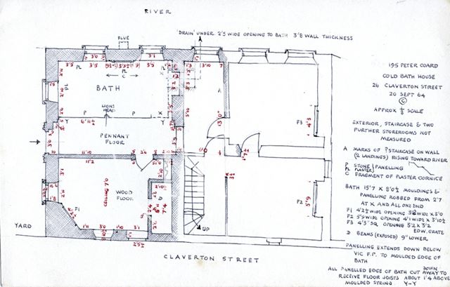 Ground floor plan, Cold Bath House, 26b & 26c, Claverton Street, Bath 1964