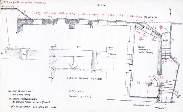 Measurements of ground floor, Cold Bath House, 26b & 26c, Claverton Street, Bath 1965