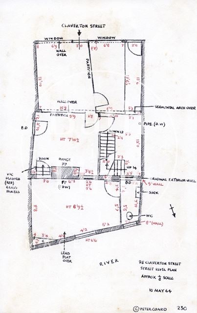 Ground floor plan, 28, Claverton Street, Bath 1964
