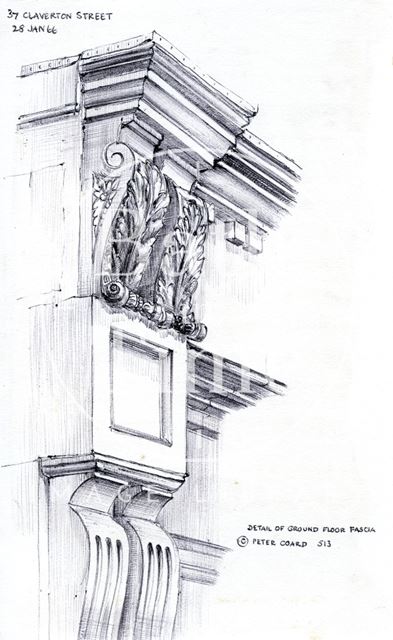 Detail of ground floor fascia, Cooper's Arms, 37, Claverton Street, Bath 1966