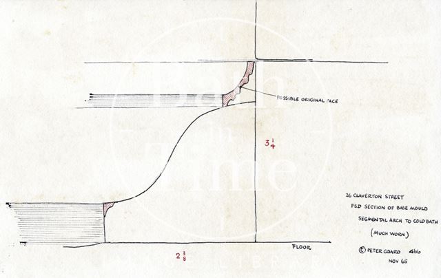 Section of base mould, segmental arch to cold bath, Cold Bath House, 26, Claverton Street, Bath 1965