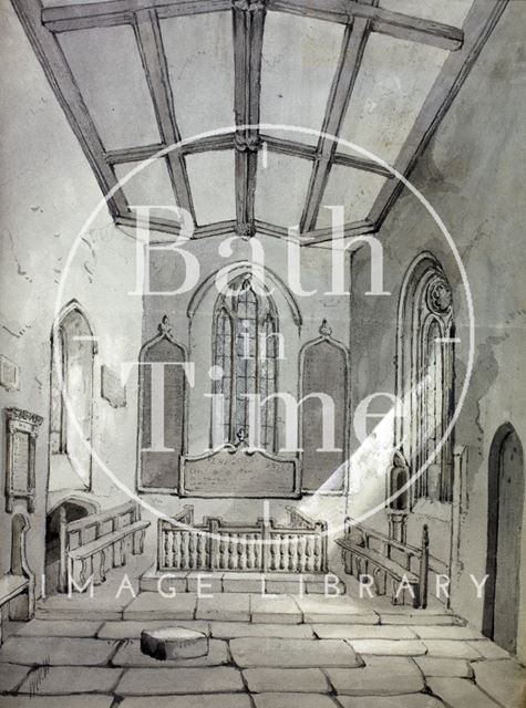 Interior of the church, dedicated to St. Julian, Wellow c.1850