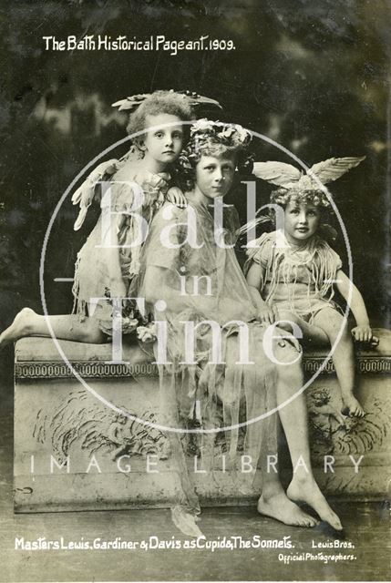 The Bath Historical Pageant. Masters Lewis, Gardiner & Davis as Cupids, the Sonnets 1909