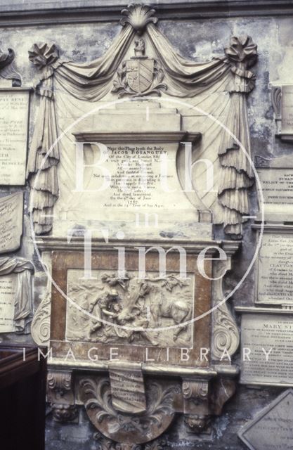 Memorial to Jacob Bosanquet, Bath Abbey c.1963