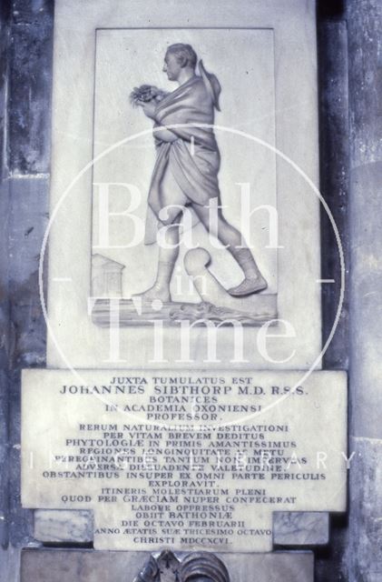 Memorial to John Sibthorp, Bath Abbey c.1963