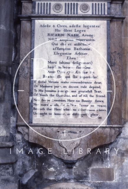 Memorial to Richard Nash (Beau Nash), Bath Abbey c.1963