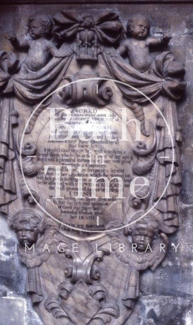 Memorial to Anne Finch, Bath Abbey c.1963