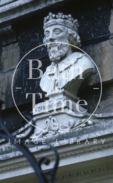 Bust of King Alfred, 14, Alfred Street, Bath c.1973