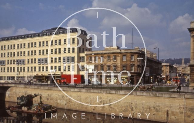 Broad Quay and corner of Southgate Street, Bath 1973