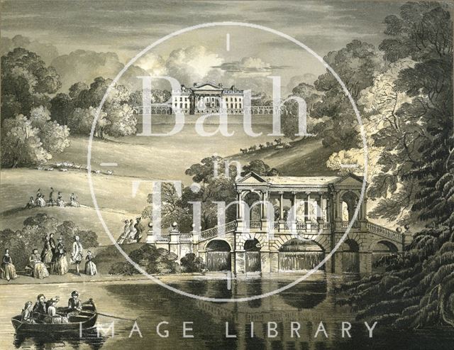 Prior Park and Palladian Bridge, Bath 1858