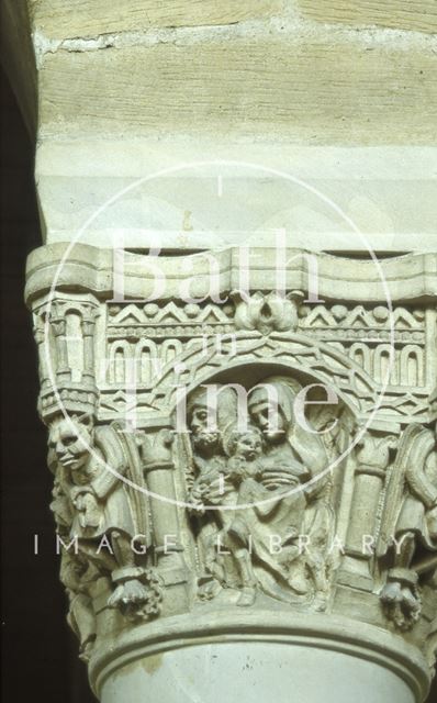 Carved capital, Church of Our Lady and St. Alphege, Oldfield Park, Bath 1965