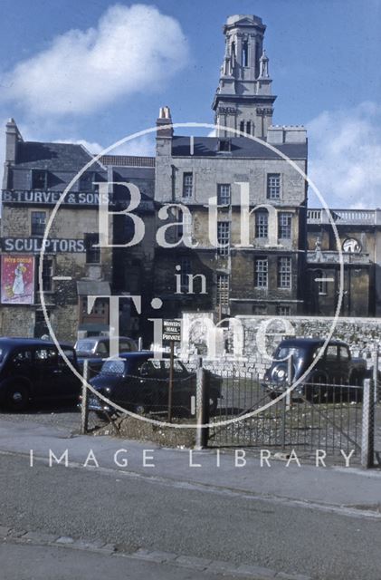 Rear of 3 & 4, St. James's Street (South) and St. James's Church, Bath 1956