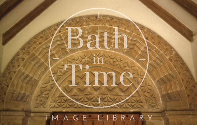 Recarved tympanum, Church of St. James, Southstoke 1970