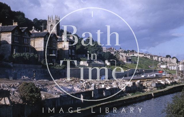 Riverside view of Claverton Street and St. Mark's Road, Widcombe, Bath 1966