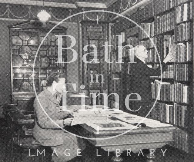 The interior of George Gregory bookshop, 8, Green Street, Bath 1948