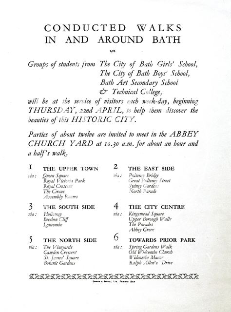 Conducted Walks in and Around Bath 1948