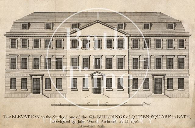 The south elevation of one of the side buildings of Queen Square, Bath 1749