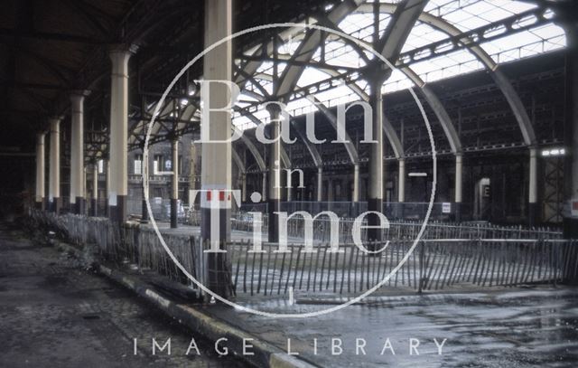 Train shed interior, Green Park Station, Bath 1977