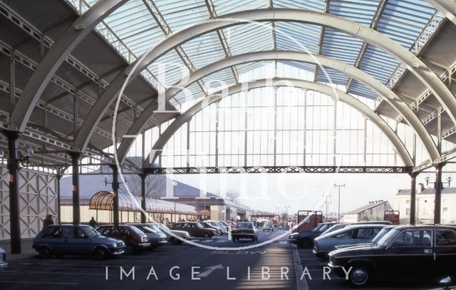 Looking out of Green Park Station train shed, Bath 1982