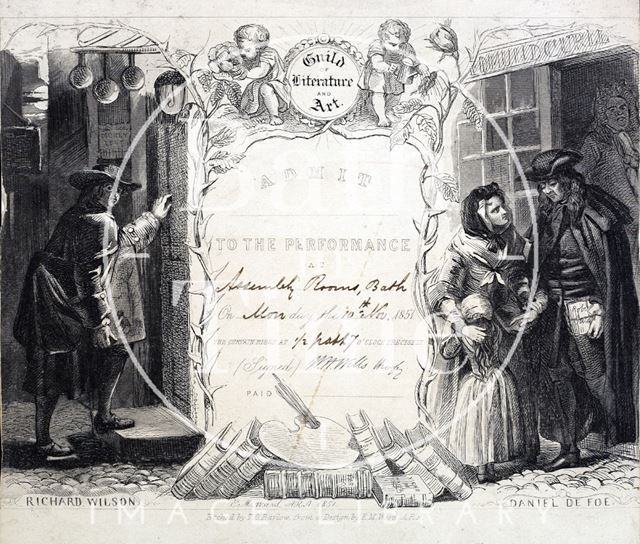 Entry ticket to Dickens performance of Not so Bad as we Seem, Assembly Rooms, Bath 1851