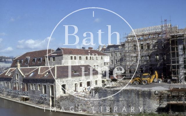 Grove Street looking across the River Avon, Bath 1981