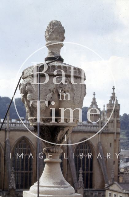 Urns on parapet, Guildhall, High Street, Bath 1970