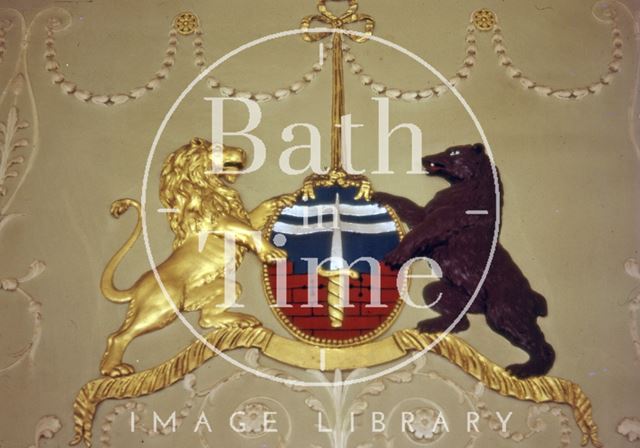 City coat of arms inside the Guildhall, Bath 1969