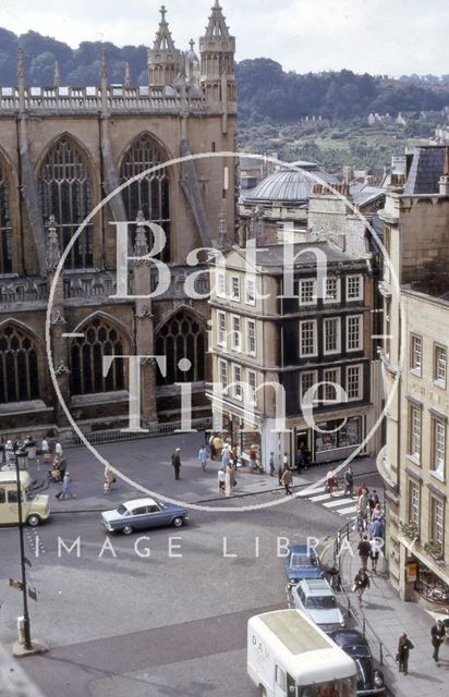 High Street, Cheap Street and Bath Abbey from Guildhall roof 1970