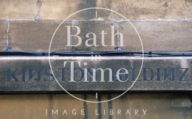 Carved street name, 6, Kingston Buildings, Bath 1966