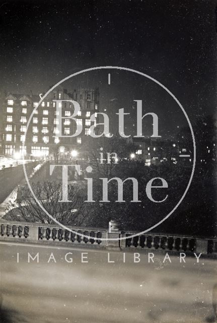 View of the Empire Hotel at night, Bath 1945