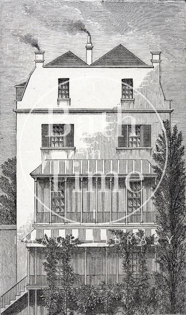 Garden front of the residence of Mr. and Mrs. Dening, 20, Green Park, Bath c.1873