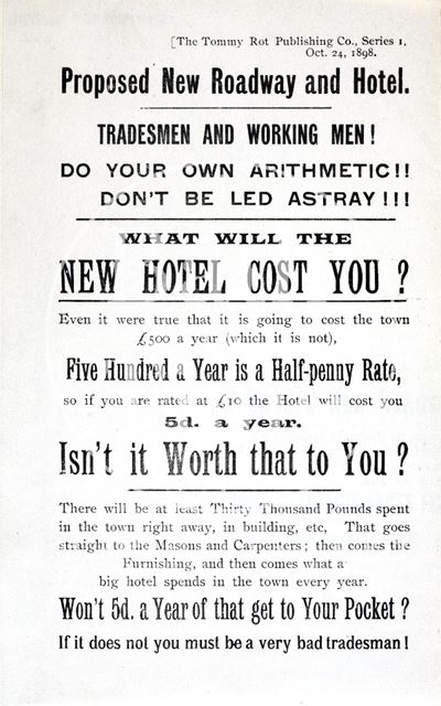 Poster regarding the proposed new Grand Parade and Empire Hotel, Bath Series 1 1898