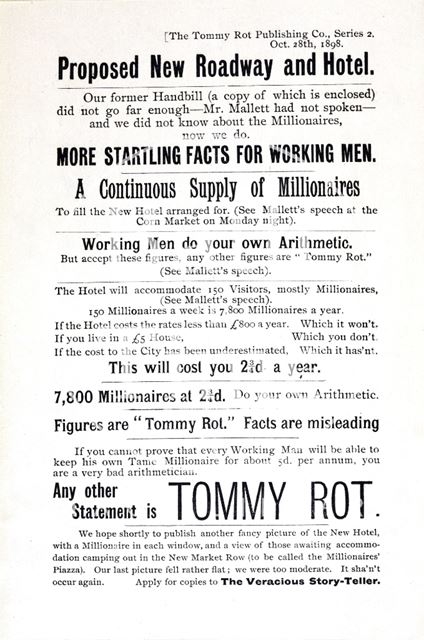 Poster regarding the proposed new Grand Parade and Empire Hotel, Bath Series 2 1898